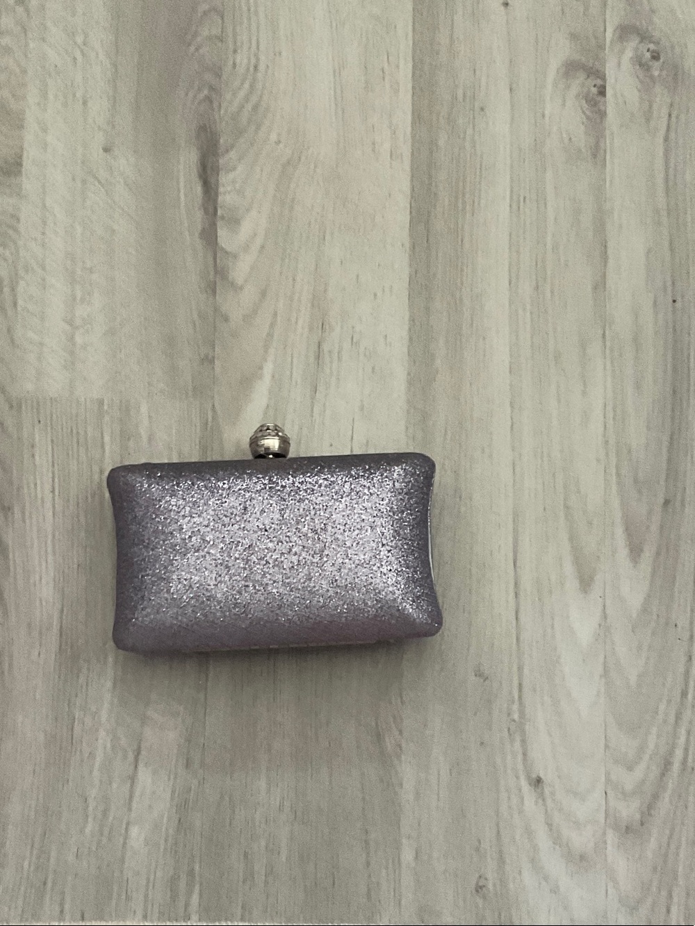 Glitter Rectangular Evening Clutch - Silver